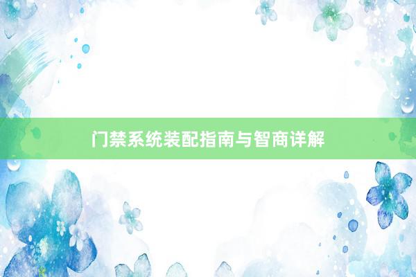 门禁系统装配指南与智商详解